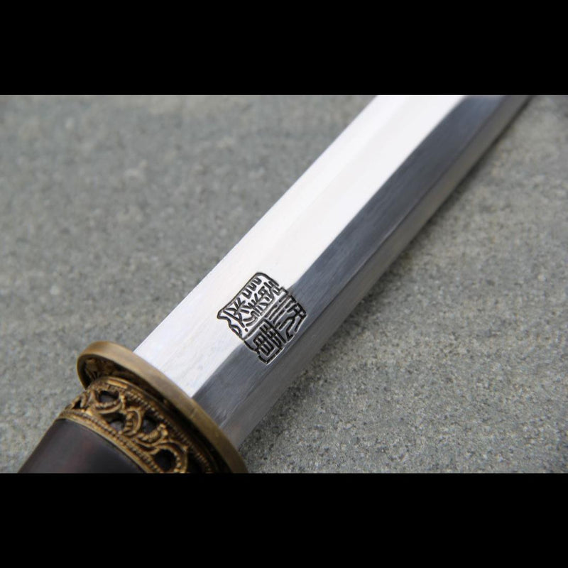 Handmade Chinese Sword Mini Longquan Short Sword Folded Steel Blade Eb 