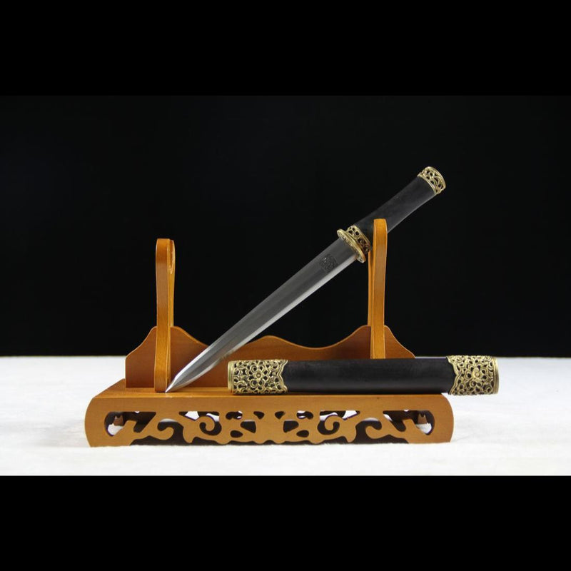 Handmade Chinese Sword Mini Longquan Short Sword Folded Steel Blade Eb 