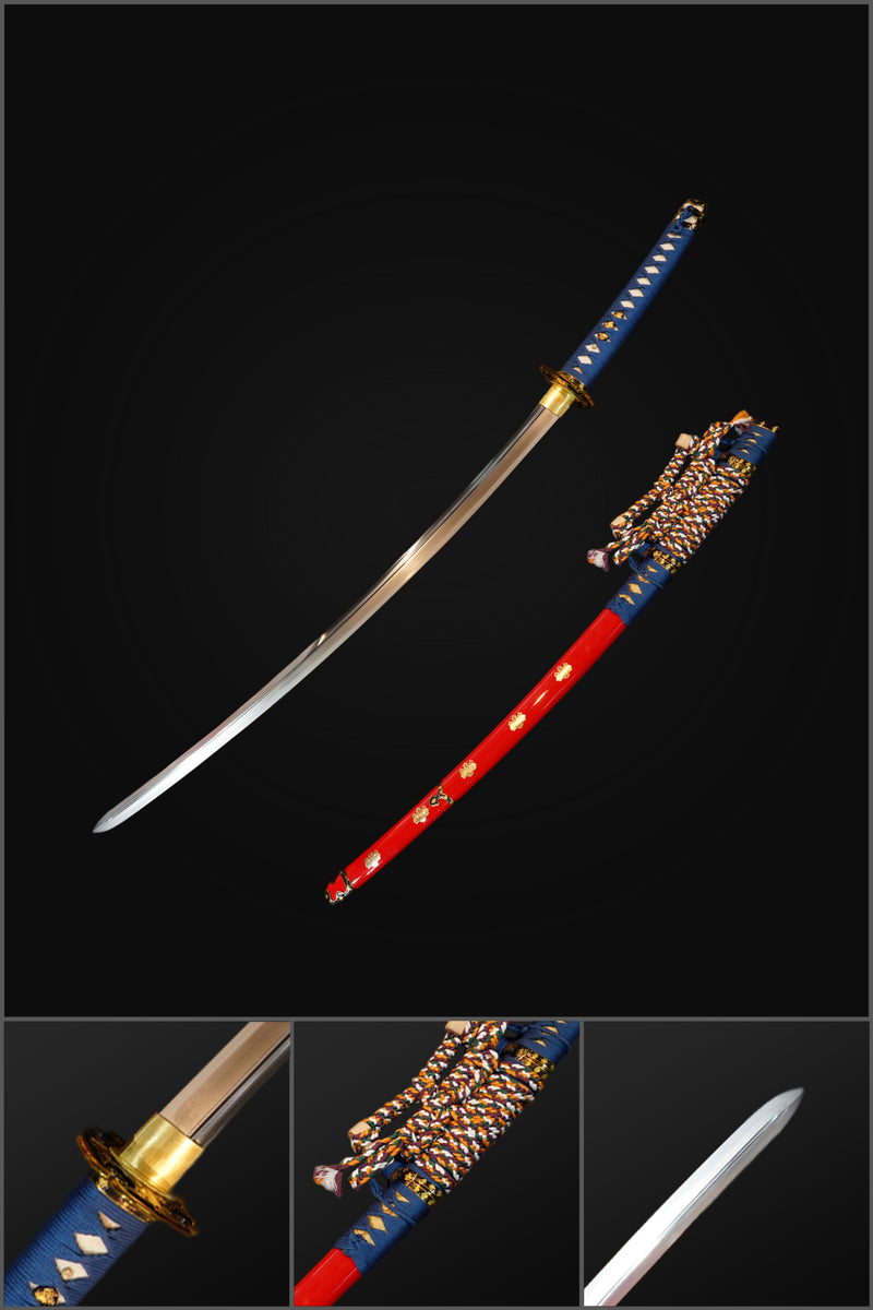 Hand Forged Japanese Tachi Samurai Sword Folded Steel Clay Tempered Go 