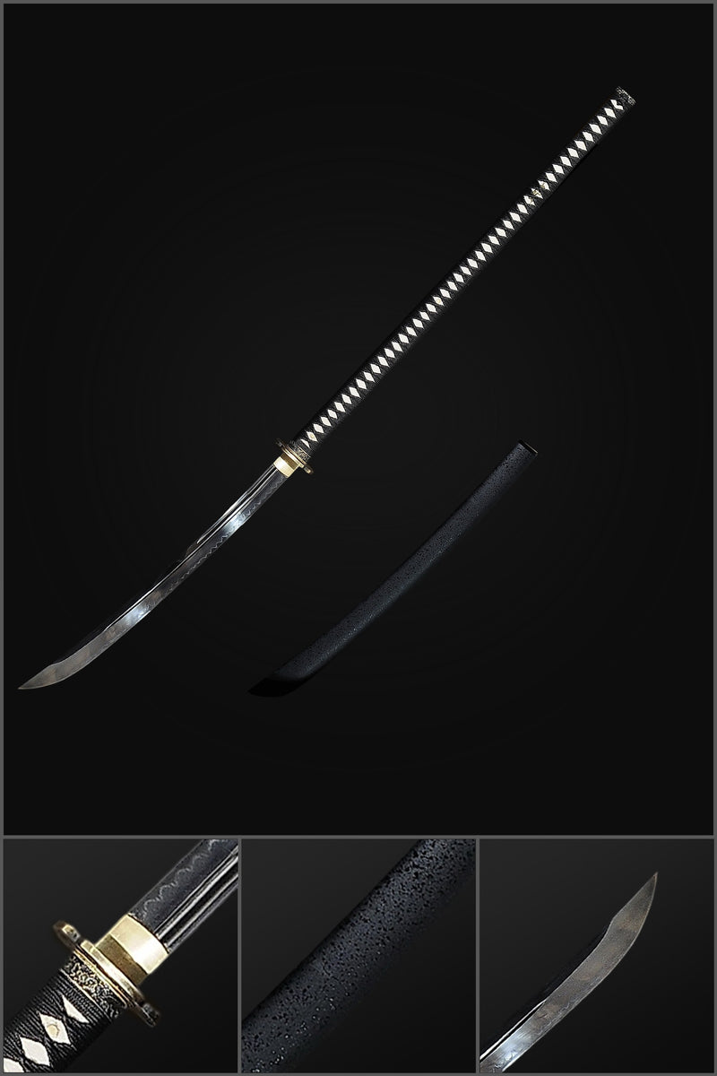 Hand Forged Japanese Naginata Sword 1095 Steel Clay Tempered Brass Tsuba 
