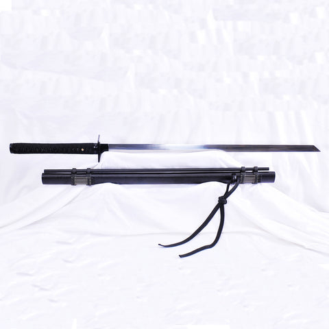Hand Forged Japanese Ninja Sword 1095 Carbon Steel Straight Blade Ninjato With Blowing Needles-COOLKATANA-SL-1025-U