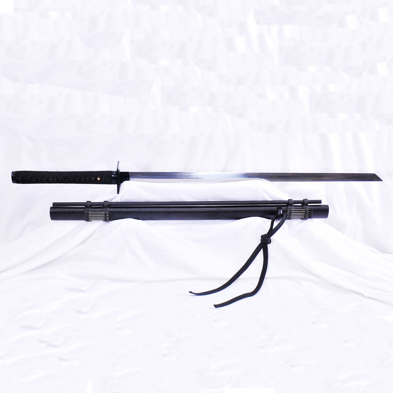 Handgeschmiedetes japanisches Ninja-Schwert Ninjato aus 1095 Kohlenstoffstahl mit gerader Klinge und Blasnadeln - COOLKATANA 