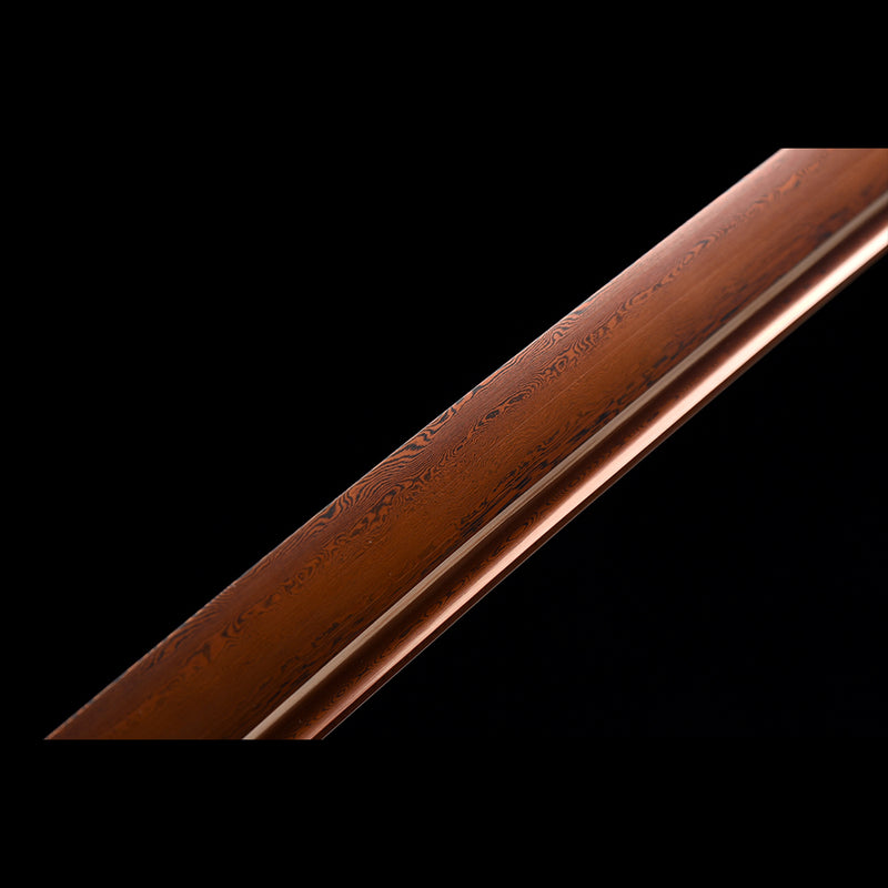 Hand Forged Japanese Samurai Katana Sword Damascus Folded Steel Reddis 