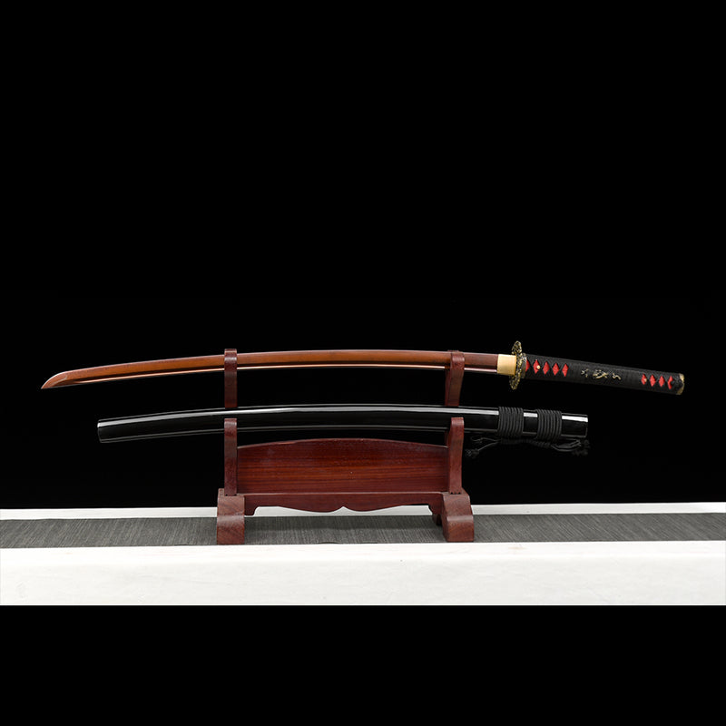Hand Forged Japanese Samurai Katana Sword Damascus Folded Steel Reddis 