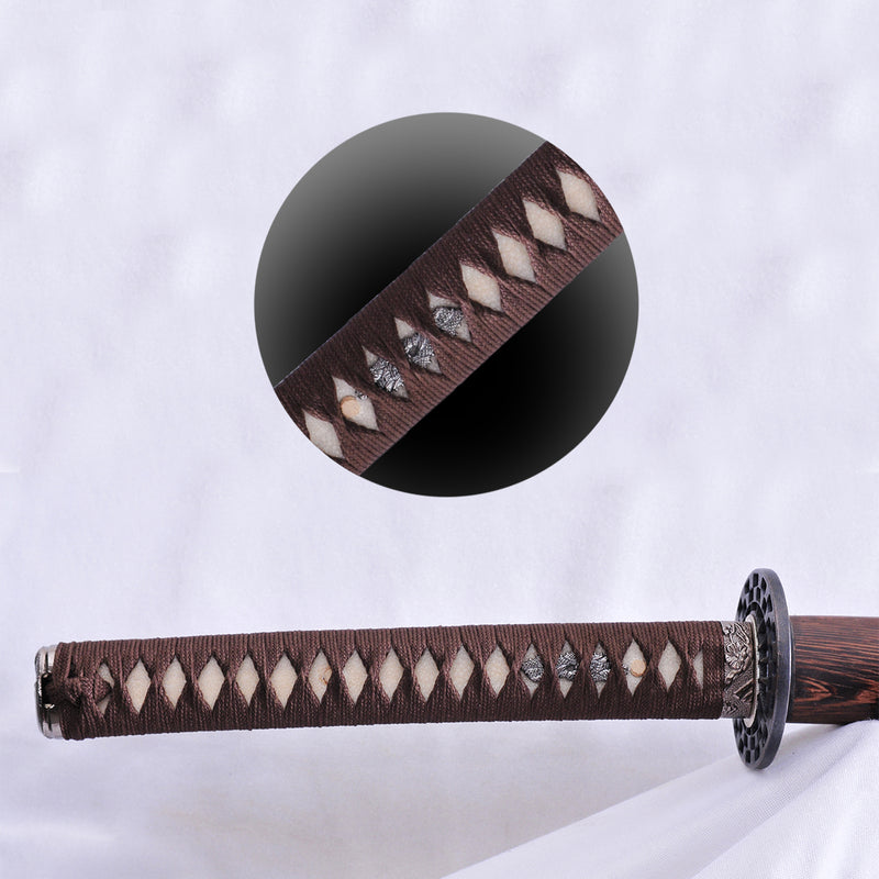Hand Forged Japanese Samurai Katana Sword Folded Steel Reddish Black B 