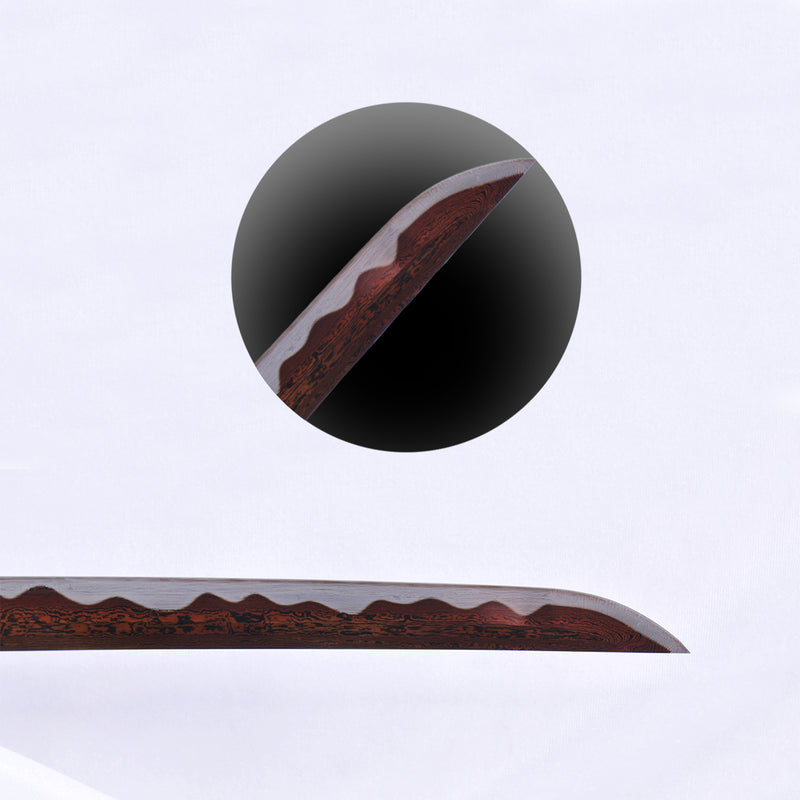 Hand Forged Japanese Samurai Katana Sword Folded Steel Reddish Black B 
