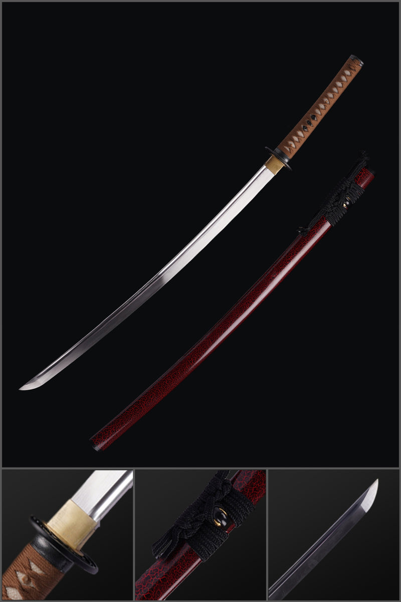 Handgeschmiedetes japanisches Samurai-Katana-Schwert aus Manganstahl mit Ölabschreckung, Full Tang – COOLKATANA 