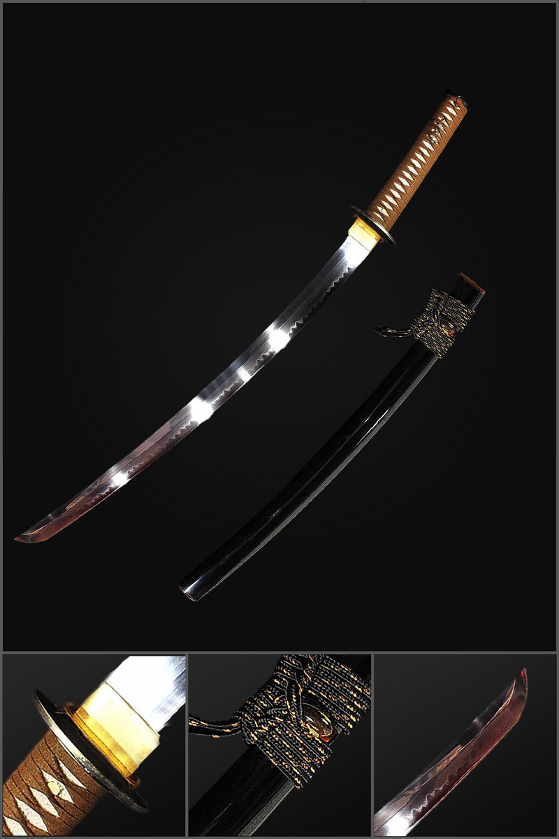 Handgeschmiedetes japanisches Samurai Katana Schwert 1095 Gefalteter Stahl Ton Gehärtetes Kupfer Tsuba - COOLKATANA 