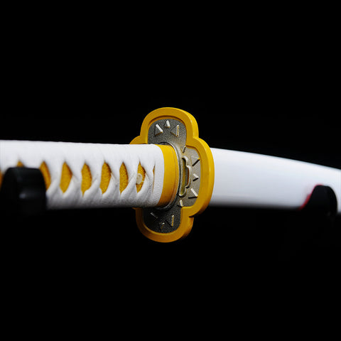 anime katana demon slayer sword Zenitsu Agatsuma Nichirin Sword 1095 High Carbon Steel Clay Tempered Tsuba Fitting SL-1430-U COOLKATANA 9