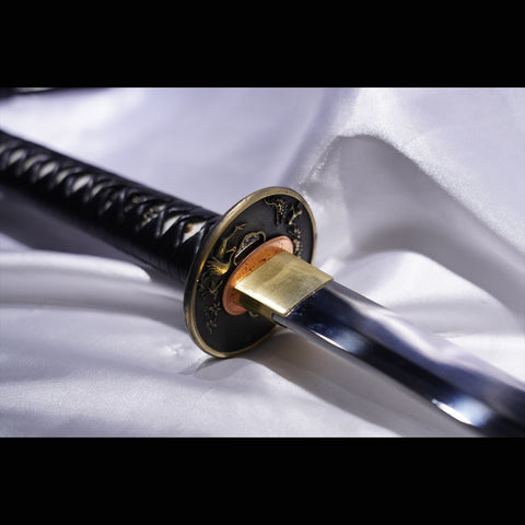 Hand Forged Japanese Wakizashi Sword Folded Steel Clay Tempered Brass Tsuba-COOLKATANA-ZS-0087-U