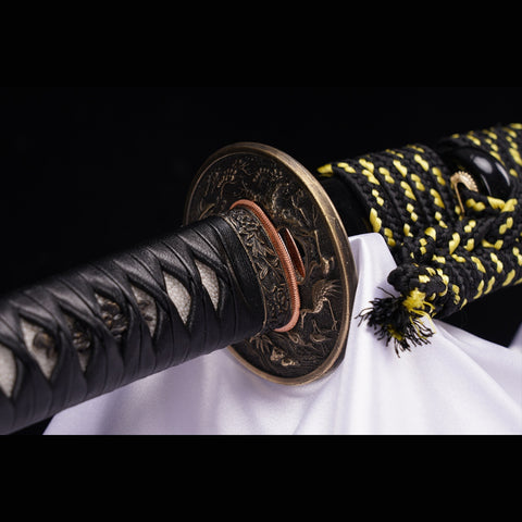 Hand Forged Japanese Wakizashi Sword Folded Steel Clay Tempered Brass Tsuba-COOLKATANA-ZS-0087-U