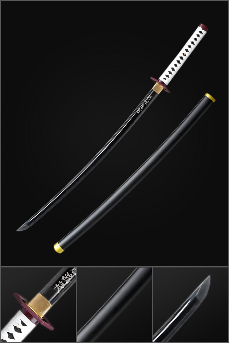 1095 High Carbon Steel Black Blade Demon Slayer Giyu Tomioka Nichirin Katana Sword 