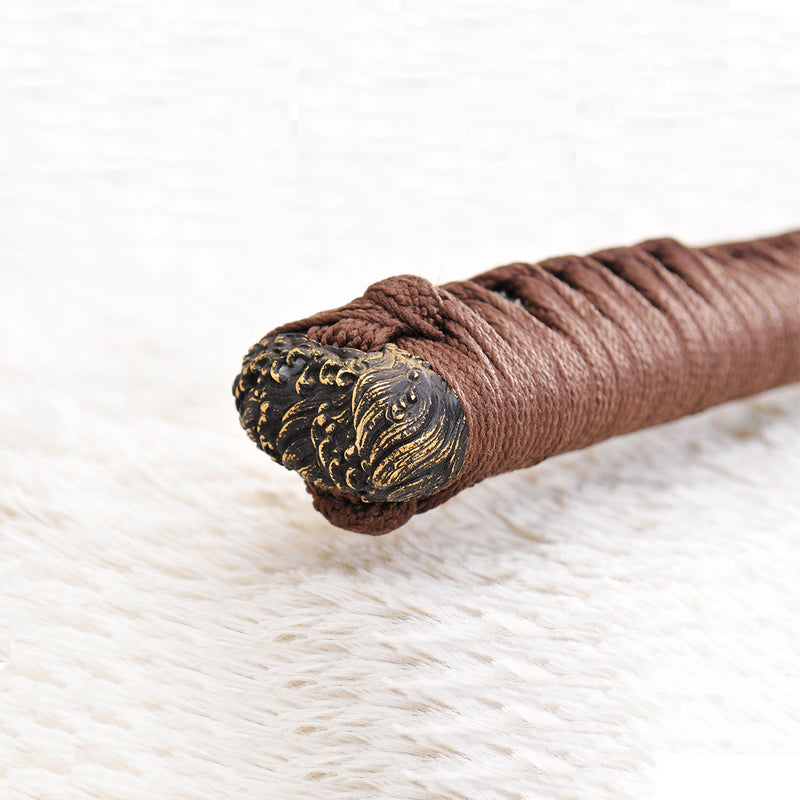 ดาบนินจาโชกุโตะใบตรงตีขึ้นมือจากญี่ปุ่น เหล็กกล้า 1095 ดาบมังกรเต็มถัง 