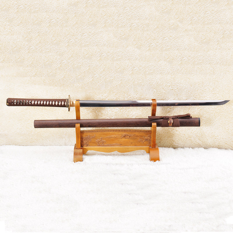 ดาบนินจาโชกุโตะใบตรงตีขึ้นมือจากญี่ปุ่น เหล็กกล้า 1095 ดาบมังกรเต็มถัง 