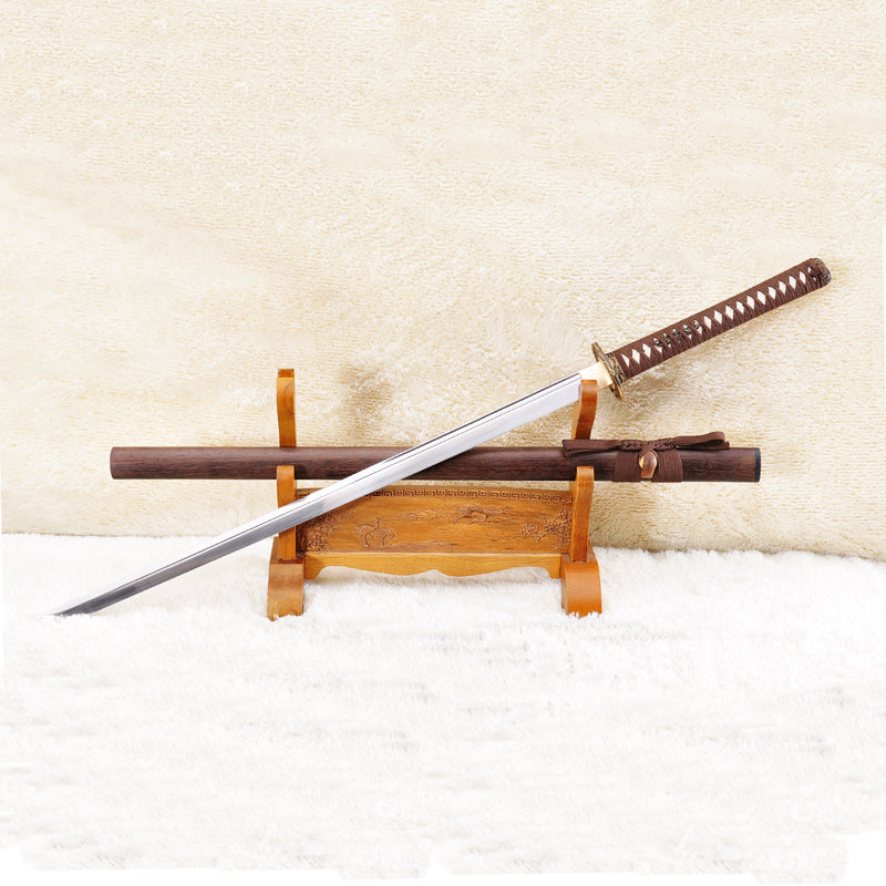 ดาบนินจาโชกุโตะใบตรงตีขึ้นมือจากญี่ปุ่น เหล็กกล้า 1095 ดาบมังกรเต็มถัง 