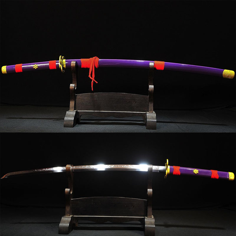 Hand Forged One Piece Roronoa Zoro's Enma Katana / Enma Sword Replica 1095 High Carbon Steel Clay Tempered 