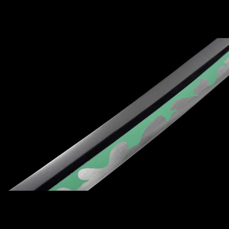 Hand Forged Anime Sword One Piece Roronoa Zoro Enma Katana 1060 Carbon Steel Green Blade Alloy Tsuba 