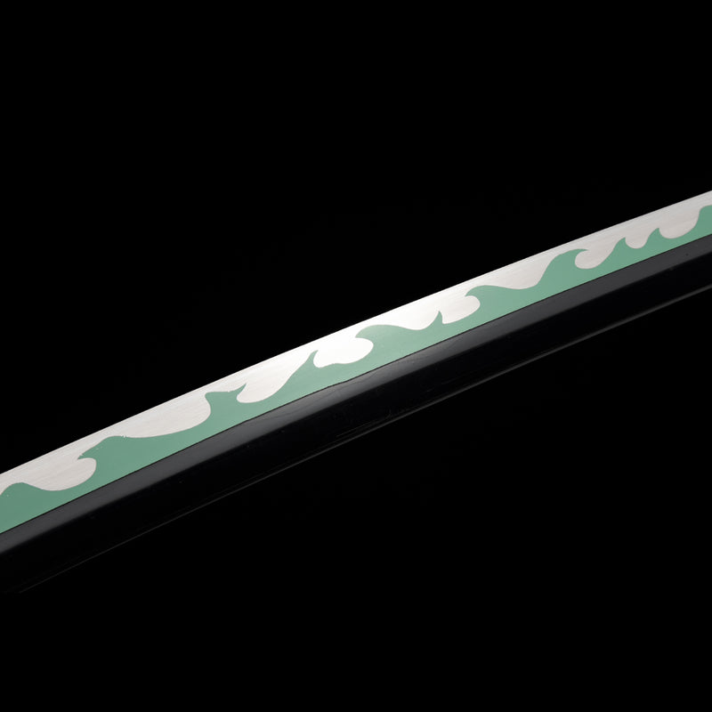 Hand Forged Anime Sword One Piece Roronoa Zoro Enma Katana 1060 Carbon Steel Green Blade Alloy Tsuba 