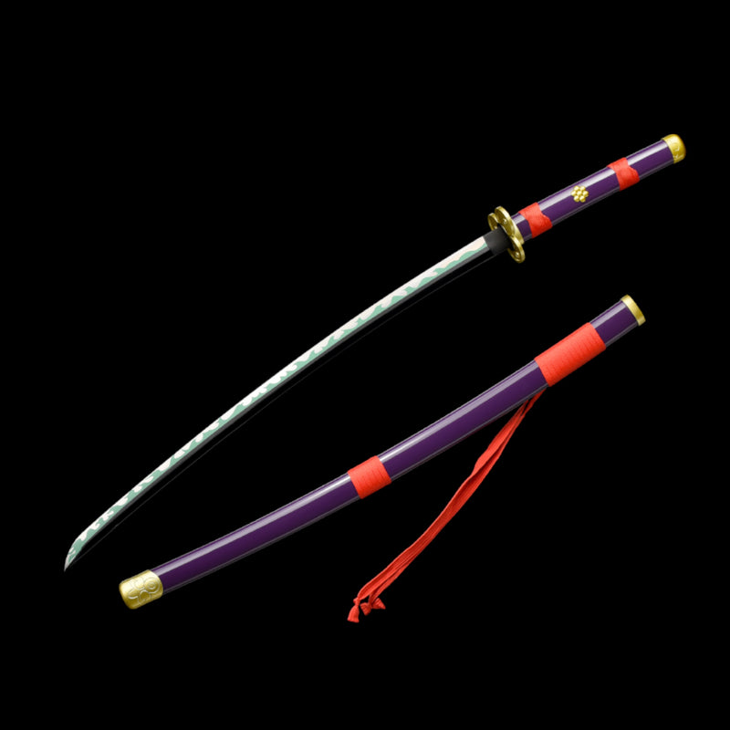 Hand Forged Anime Sword One Piece Roronoa Zoro Enma Katana 1060 Carbon Steel Green Blade Alloy Tsuba 