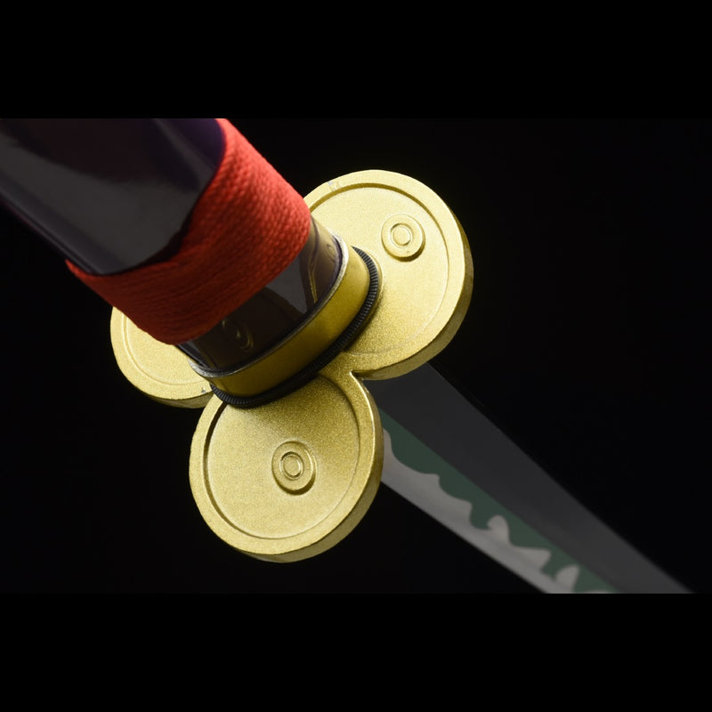 Hand Forged Anime Sword One Piece Roronoa Zoro Enma Katana 1060 Carbon Steel Green Blade Alloy Tsuba 