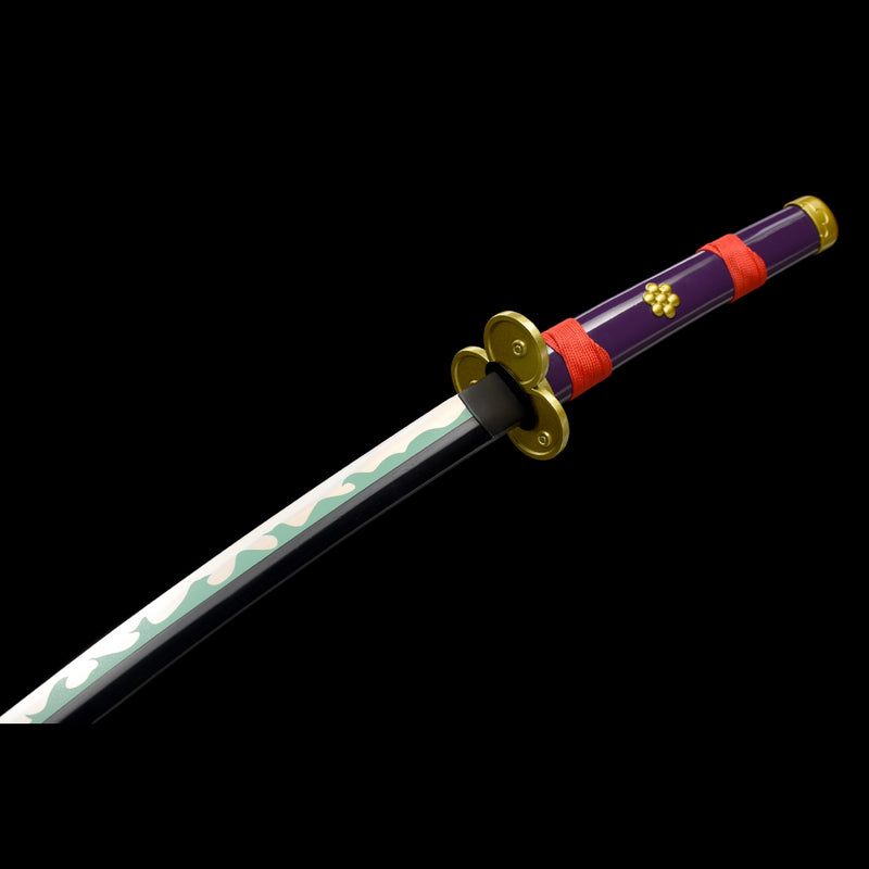 Hand Forged Anime Sword One Piece Roronoa Zoro Enma Katana 1060 Carbon Steel Green Blade Alloy Tsuba 