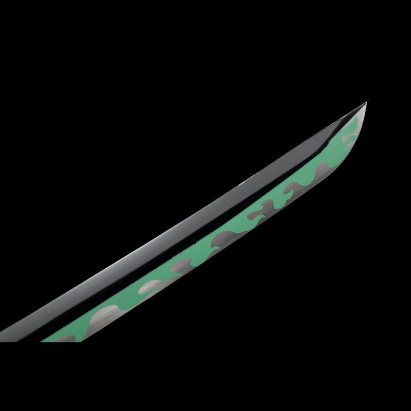 Hand Forged Anime Sword One Piece Roronoa Zoro Enma Katana 1060 Carbon Steel Green Blade Alloy Tsuba 