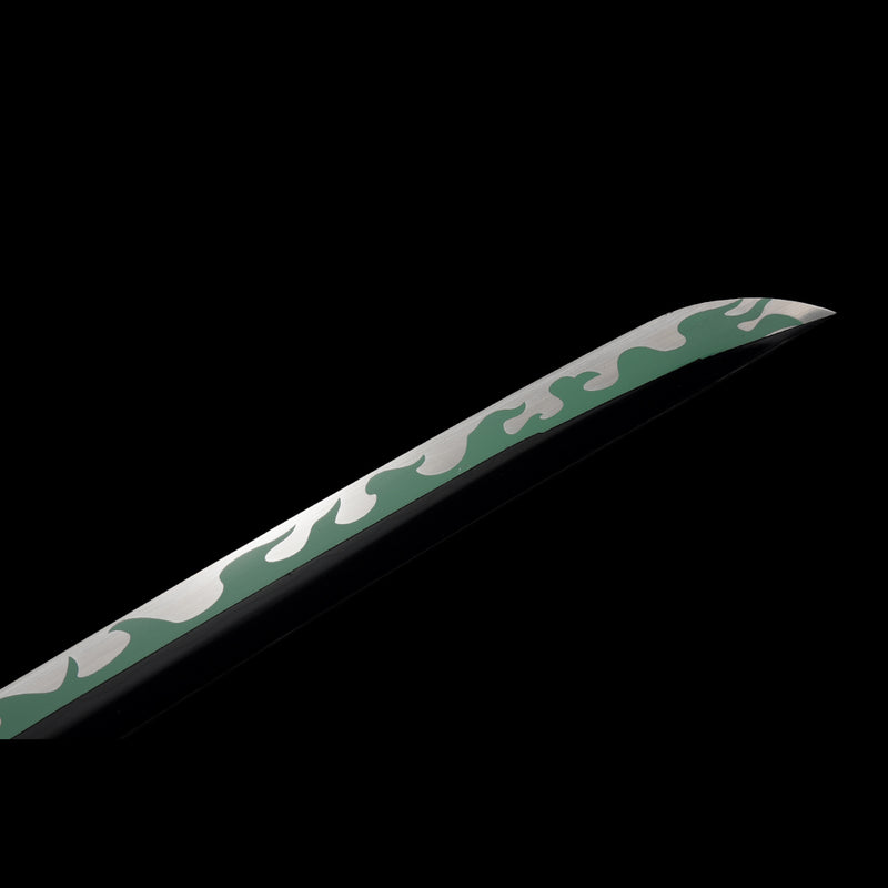 Hand Forged Anime Sword One Piece Roronoa Zoro Enma Katana 1060 Carbon Steel Green Blade Alloy Tsuba 