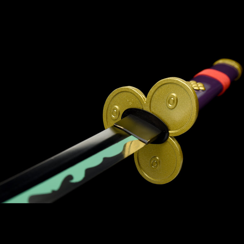 Hand Forged Anime Sword One Piece Roronoa Zoro Enma Katana 1060 Carbon Steel Green Blade Alloy Tsuba 