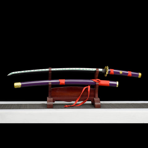 Anime sword one piece characters roronoa zoro Enma Sword 1060 Carbon Steel Green Blade SL-1423-U 3