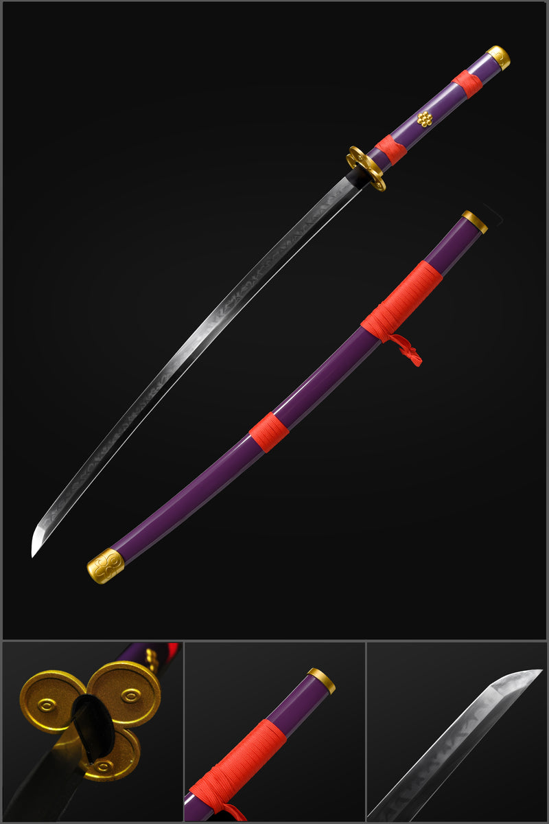 Hand Forged One Piece Roronoa Zoro's Enma Katana / Enma Sword Replica 1095 High Carbon Steel Clay Tempered 