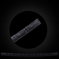 Black coarse-grain leather-textured saya with Buffalo Horn