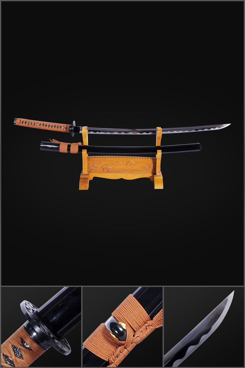 Handgeschmiedetes japanisches Samurai-Katana-Schwert 1095 Kohlenstoffstahl Fake Hamon Full Tang - COOLKATANA 