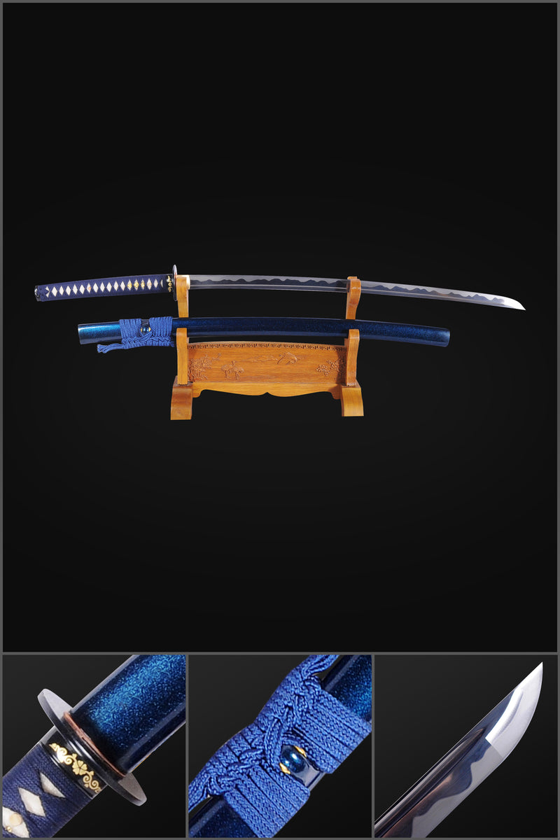 Handgeschmiedetes japanisches Samurai-Katana-Schwert Gefalteter Stahl Abrasived Hamon Full Tang - COOLKATANA 