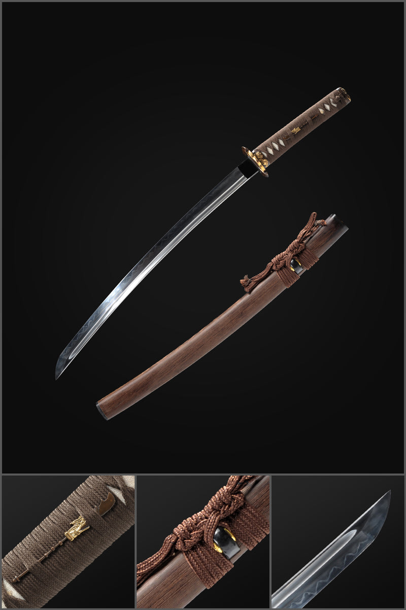 Hand Forged Japanese Wakizashi Sword 1095 High Carbon Steel Clay Tempe 