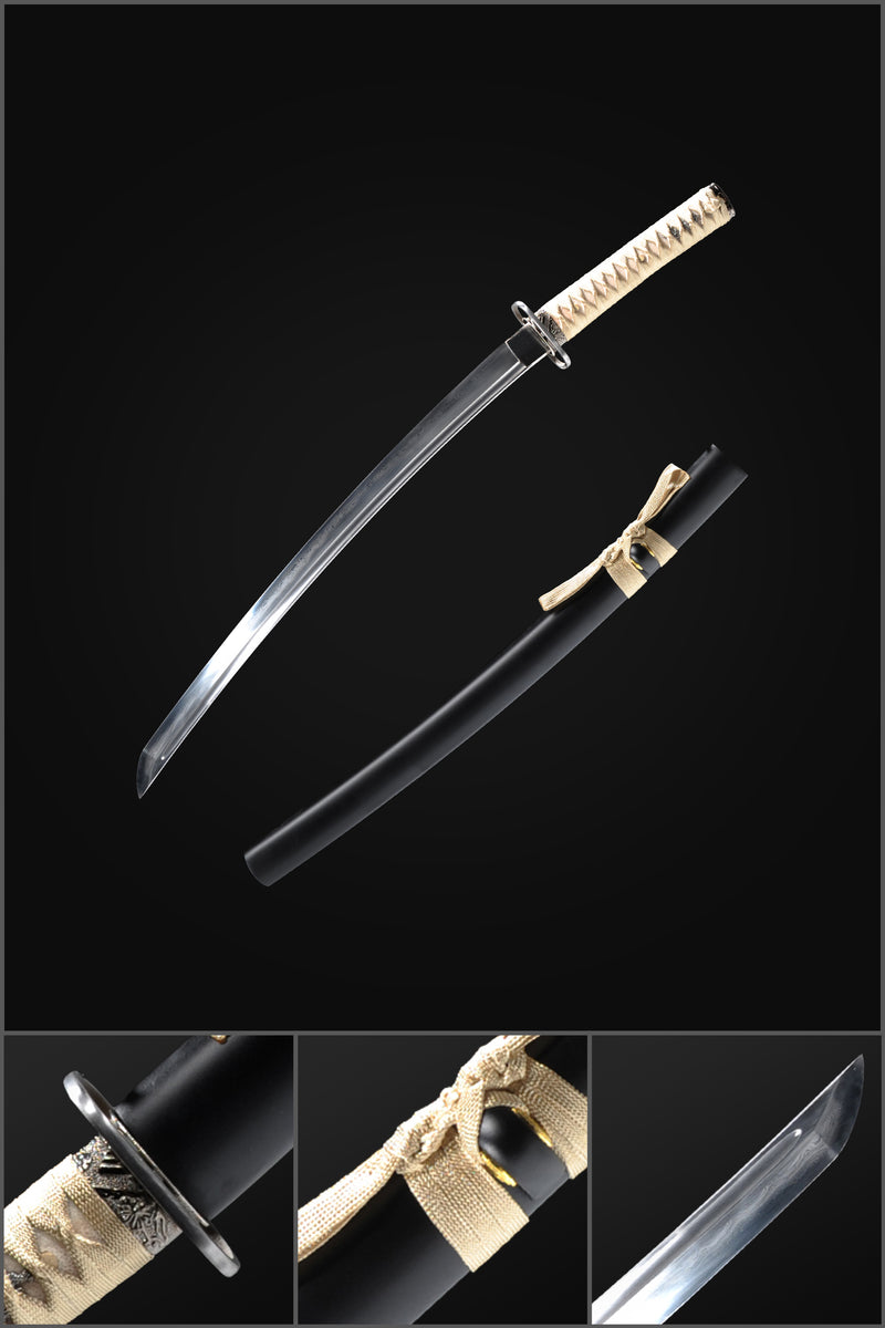 Hand Forged Japanese Wakizashi Sword Sanmai Combined Material Clay Tem 