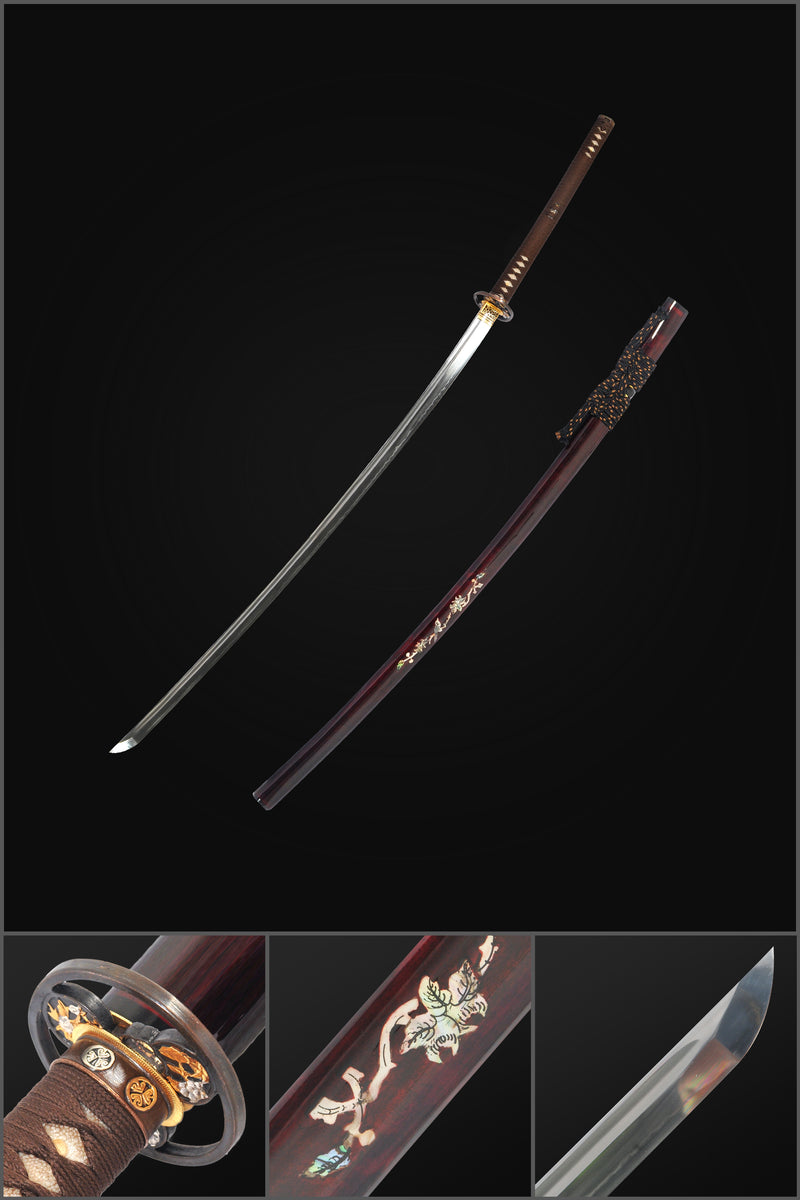 Hand Forged Odachi Sword Clay Tempered Japanese Long Sword Copper Tsub 
