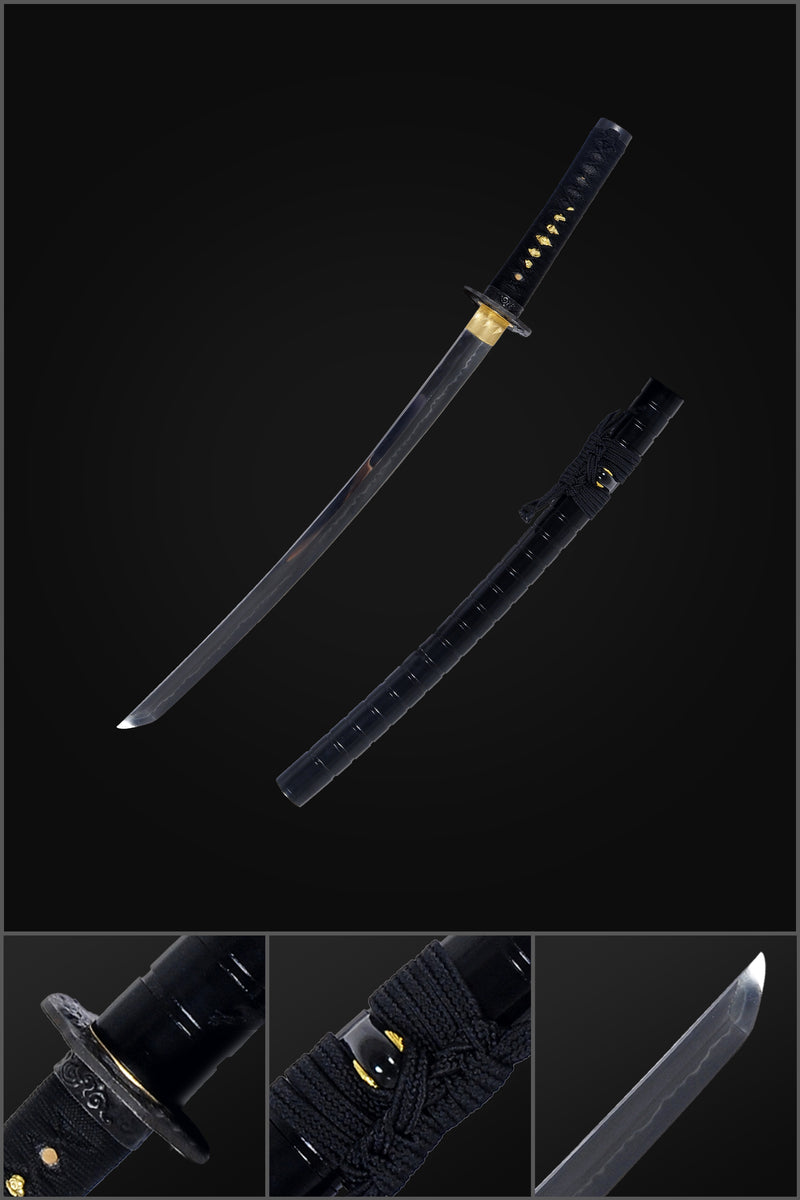 Hand Forged Japanese Wakizashi Sword 1095 High Carbon Steel Clay Tempe 