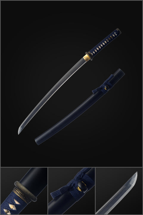 Hand Forged Japanese Wakizashi Sword Damascus Folded Steel Full Tang Sharp-COOLKATANA-SL-1301-U