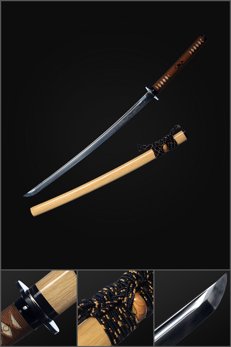 Handgeschmiedetes japanisches Samurai-Katana-Schwert Klinge aus 1095 Hartstahl mit handgraviertem Drachen - COOLKATANA 