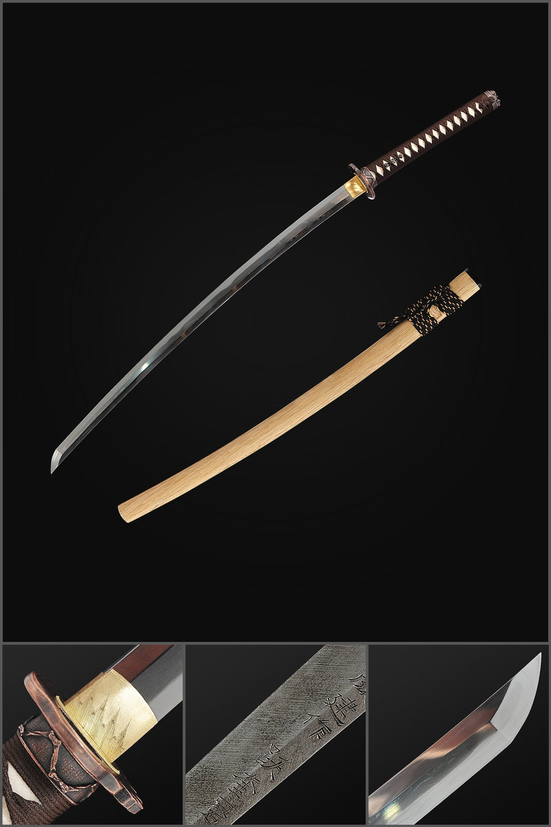 Hand Forged Japanese Samurai Katana Sword Honsanmai Clay Tempered Hazu 