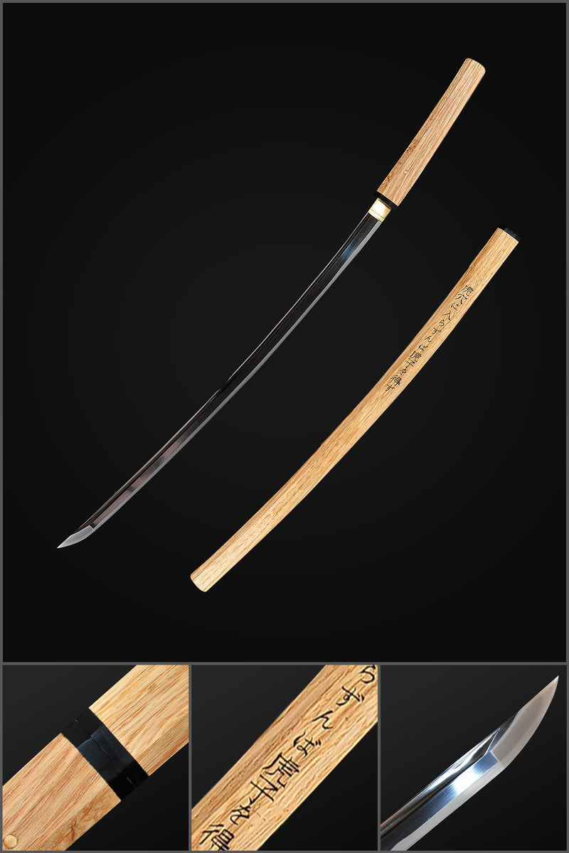 Handgeschmiedetes japanisches Shirasaya-Katana-Schwert aus 1095 Kohlenstoffstahl, gehärteter Hazuya-Polnisch – COOLKATANA 