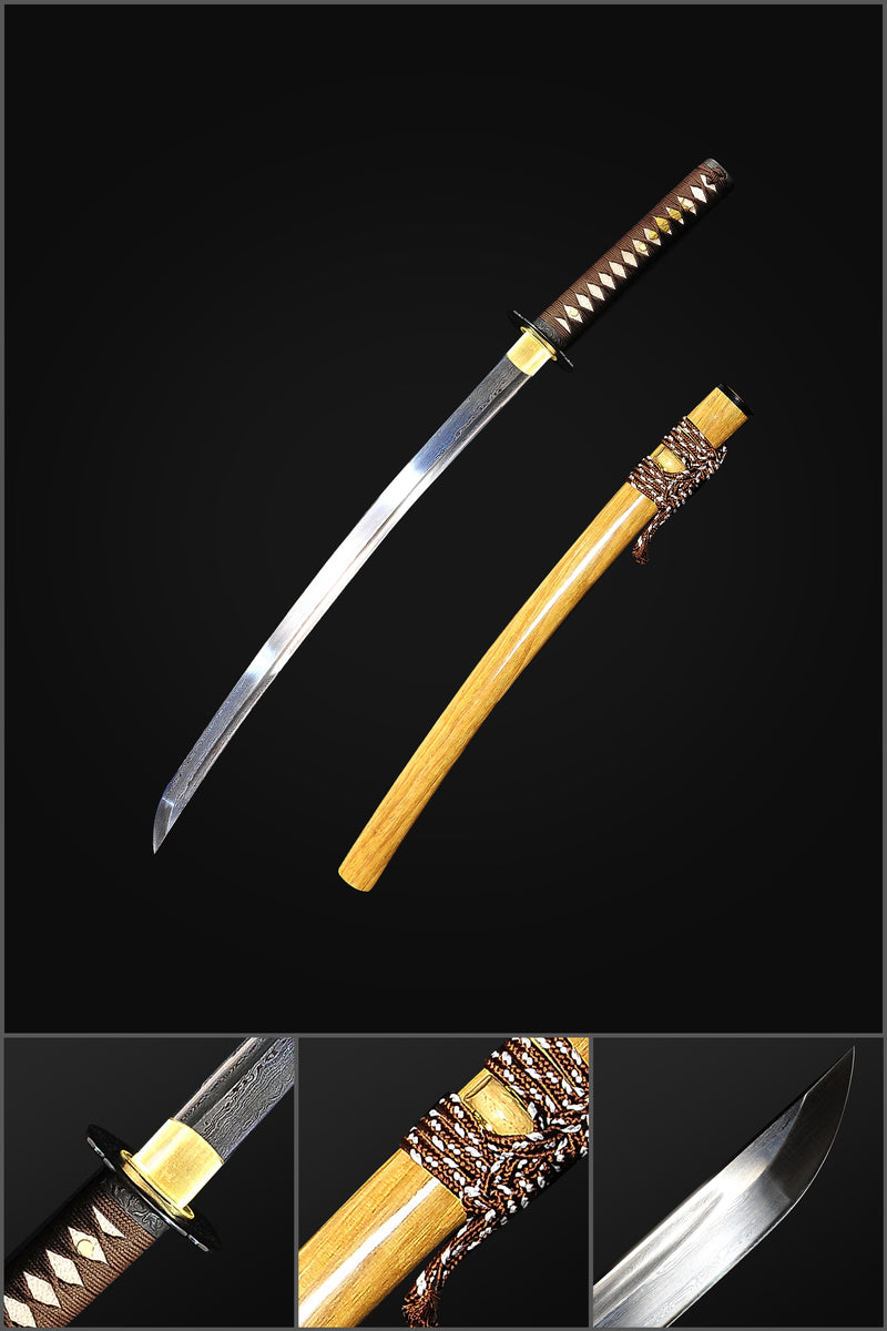 Hand Forged Japanese Wakizashi Sword Folded Steel Blade Razor Sharp Ir 