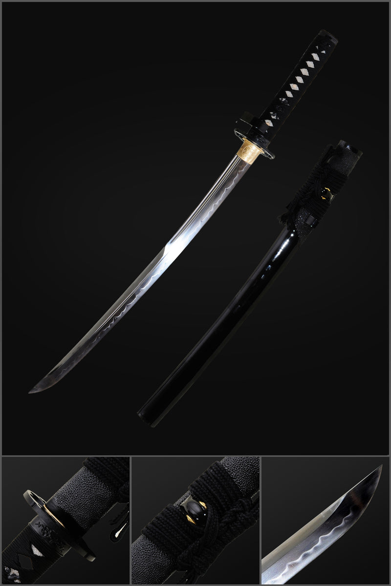 Hand Forged Japanese Wakizashi Sword 1095 Carbon Steel Clay Tempered B 