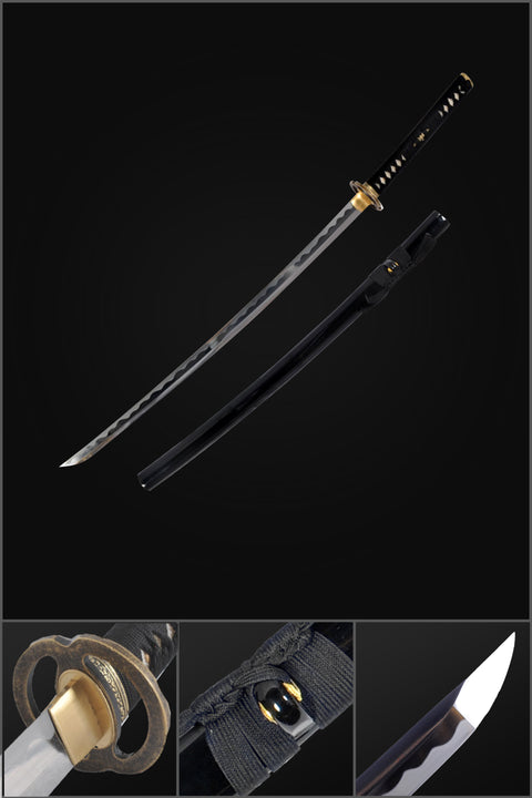 Hand Forged Rurouni Kenshin Sakabato Katana Sword 1095 Steel Reversed Cutting Edge Black Battle Ready-COOLKATANA-SL-1194-U