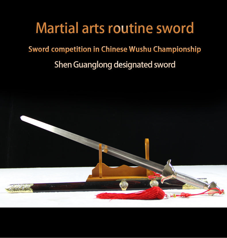 Handgemachte chinesische Schwert Routine Tai Chi Jian Mangan Stahl Longquan Schwert Pine Paint Scheide - COOLKATANA 