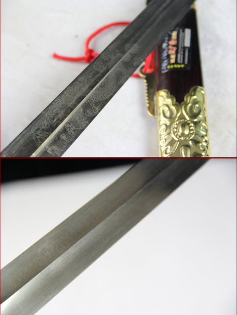 Handmade Chinese Sword Routine Tai Chi Jian Manganese Steel Longquan Sword Pine Paint Scabbard-COOLKATANA-SL-8001-1-U