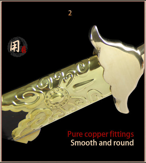 Handmade Chinese Sword Routine Tai Chi Jian Manganese Steel Longquan Sword Pine Paint Scabbard-COOLKATANA-SL-8001-1-U