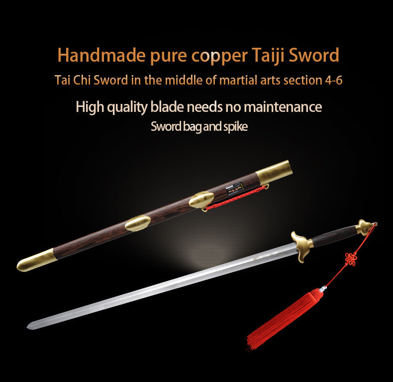 Handmade Chinese Sword Pure Copper Decorate Tai Chi Jian Stainless Ste 