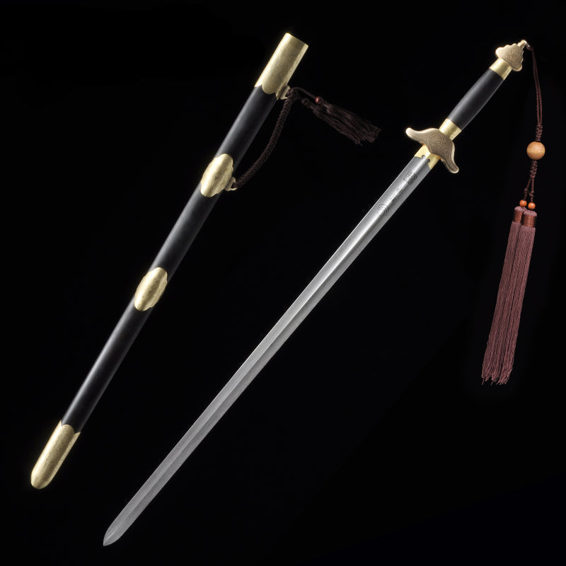 ดาบจีนทำมือ Qianlong Tai Chi Jian ดาบ Longquan พับเหล็กพร้อมฝักไม้มะเกลือ - COOLKATANA 