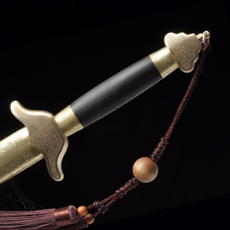 ดาบจีนทำมือ Qianlong Tai Chi Jian ดาบ Longquan พับเหล็กพร้อมฝักไม้มะเกลือ - COOLKATANA 